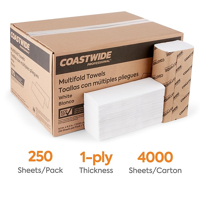 Coastwide Professional™ Recycled Multifold Paper Towels, 1-ply