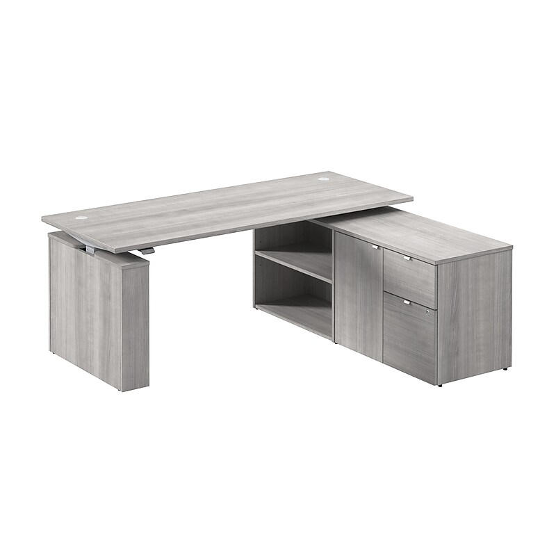 Bush Business Furniture Stratus 72"W Electric Adjustable Standing Desk with Storage, Platinum Gray (SUT020PG) image 1