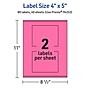 Avery Laser/Inkjet Rectangle Multipurpose Labels, 4" x 5", Bright Pink, 80/Pack (94253)~#|#~06C9E8FD-C654-4DB1-B1191DC7E2AF4029_sc7