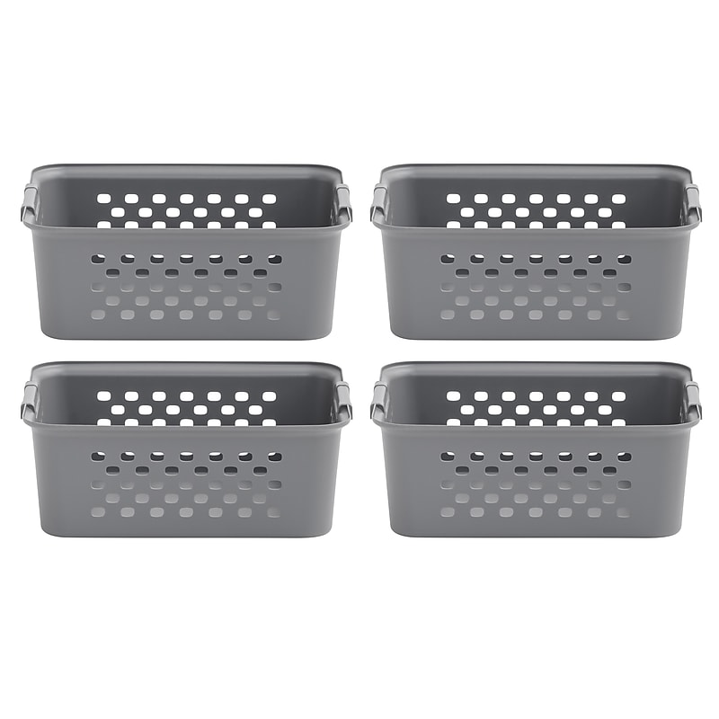 Iris Medium Plastic Storage Baskets, Gray, 4/Pack (500165) image 1