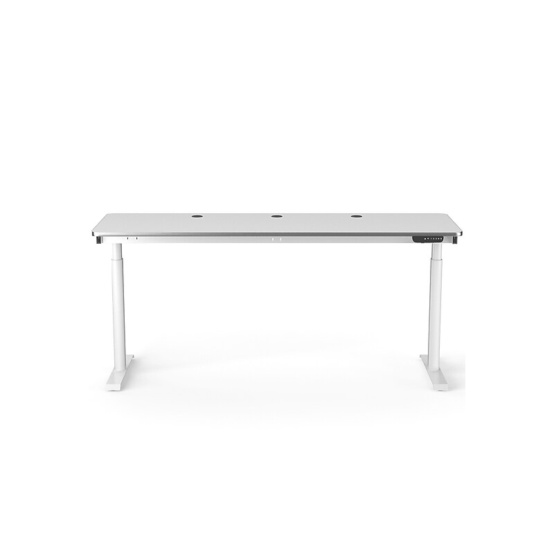 VersaDesk PowerLift 72"W Electric Rectangular Adjustable Standing Desk, White (PLSDR7224-WW-APP) image 1