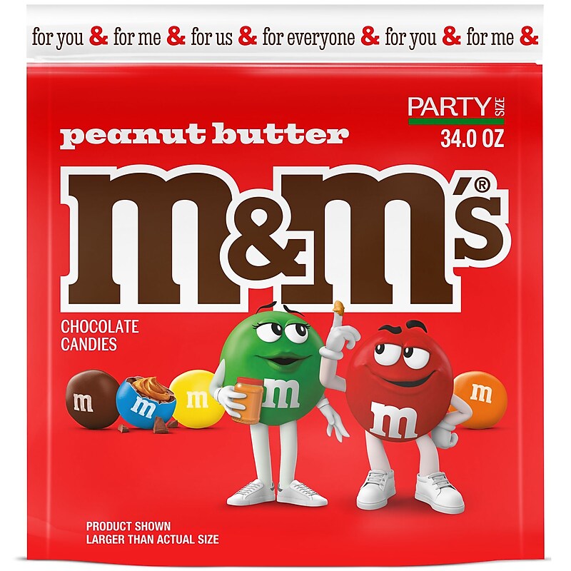 M&M's Party Size Peanut Butter Milk Chocolate Candy Pieces, 34 oz. (MMM55085) image 1