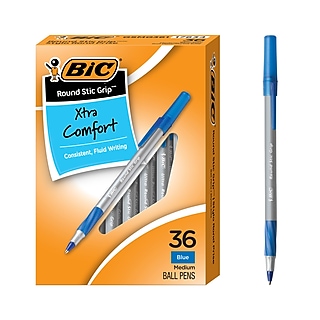 BIC Round Stic Grip Xtra Comfort Ballpoint Pen, Medium Point
