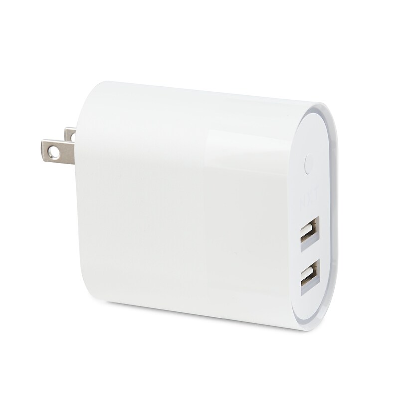NXT Technologies™ Universal 2 USB Port Phone Charger, White (NX54349) image 1