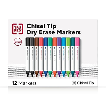 TRU RED Tank Dry Erase Markers Chisel Tip Asst 8/Pack TR54563 
