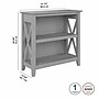 Bush Furniture Key West 30"H 2-Shelf Bookcase with Adjustable Shelf, Cape Cod Gray (KWB124CG-03)~#|#~06F5F13D-39C5-4BE5-A8AB8BFED8F08B8E_sc7