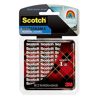 Scotch® Restickable Tabs, 1" x 1", 18 squares (R100)