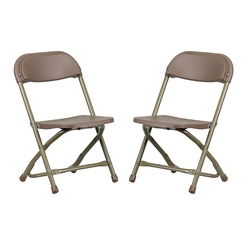 Flash Furniture Plastic Kids Folding Chair, Brown, 2 Pieces (2YKIDBN) image 1
