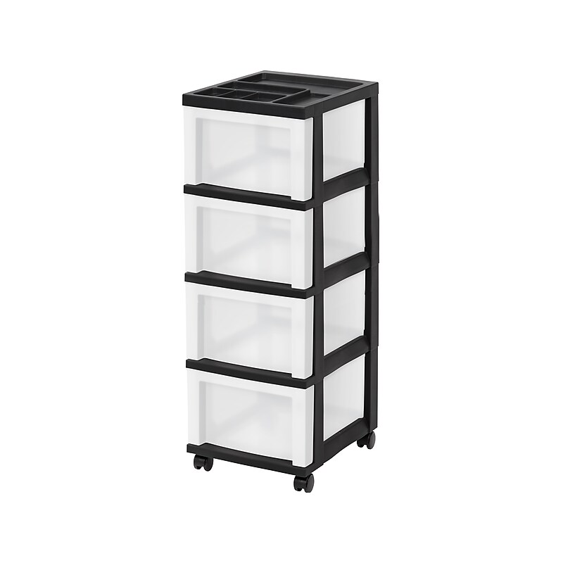 Iris 4-Drawer Storage Cart, Black/Clear (585002) image 1
