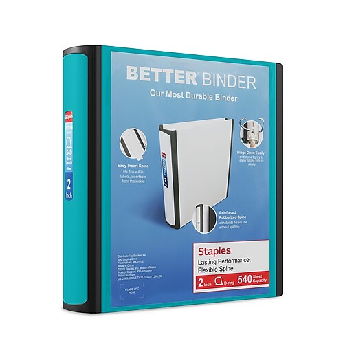 Staples 2" 3Ring Better Binder, DRing, Light Blue (13470CC) Staples