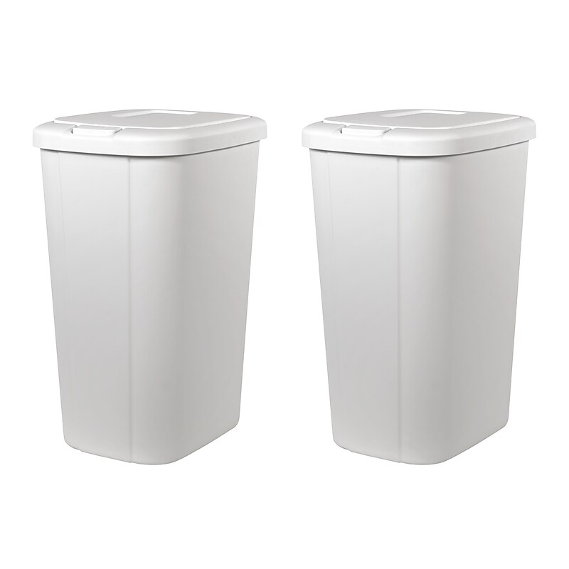 Hefty Touch Top Trash Can, White, 13 Gallon, 2/Pack (2166HFTCOM000) image 1