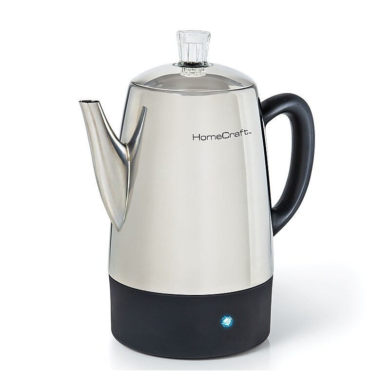 HomeCraft HCPC10SS 10-Cups Stainless Steel Coffee Percolator, Silver/Black image 1