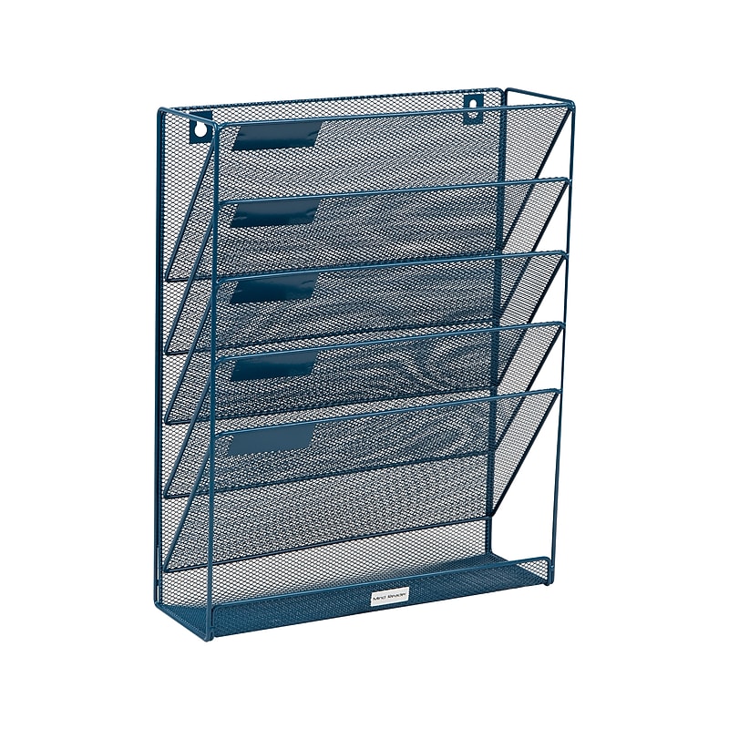 Mind Reader 5-Pocket Metal Mesh Mountable Wall File, Letter Size, Turquoise (MAGSTACK-TUR) image 1