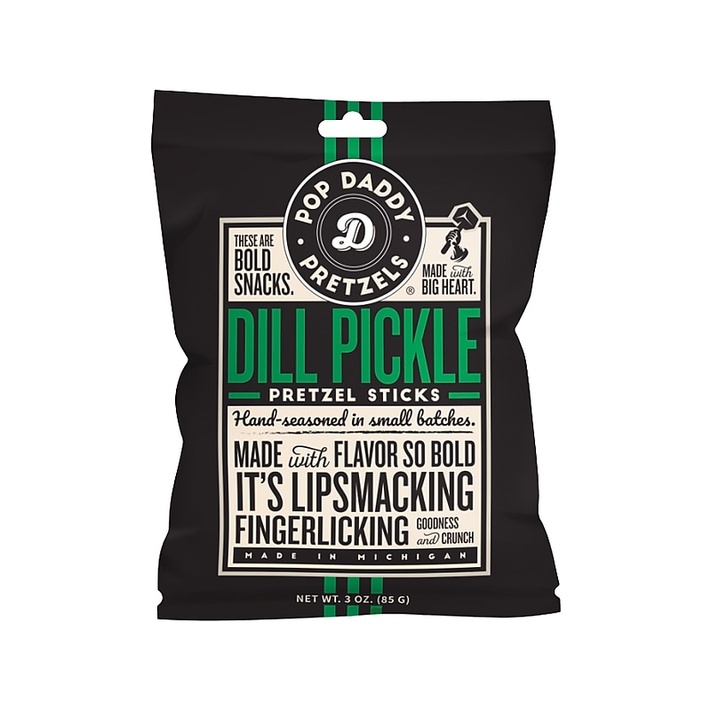 Pop Daddy Dill Pickle Pretzels Sticks, 3 oz., 15 Bags/Box (OPD00561) image 1