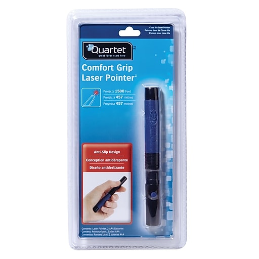 Quartet Laser Pointer, Custom Grip, Pocket Clip, 500 Yards, Blue Staples