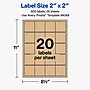 Avery Square Laser/Inkjet Multipurpose Labels, 2" x 2", Kraft Brown, 20 Labels/Sheet, 25 Sheets/Pack (19479311148)~#|#~073092EA-3CE0-40E7-9649EAFD123C4FC9_sc7