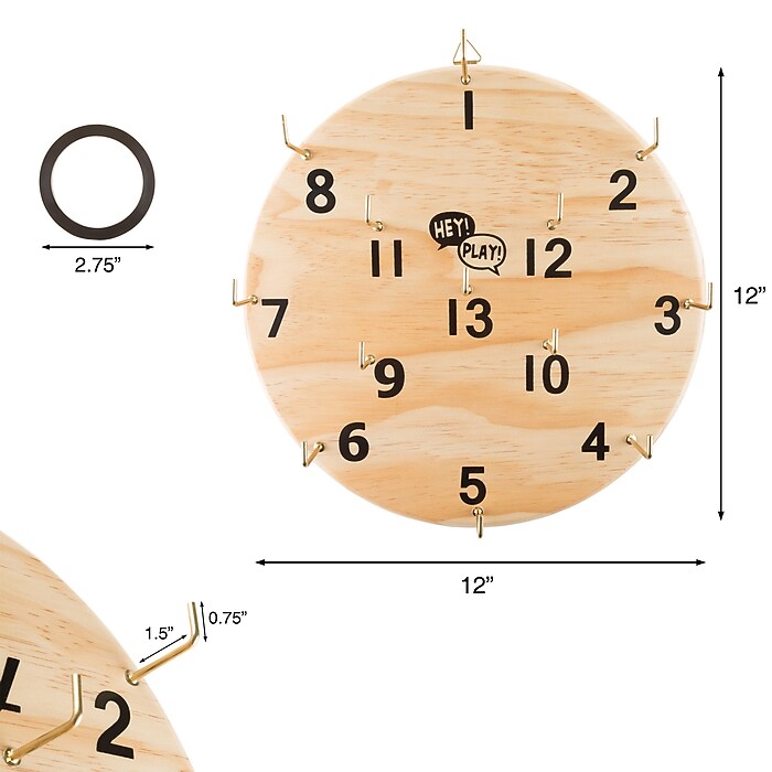 Hey! Play! Hook Ring Toss Game Set, Brown (80-ZS-HOOKEY) | Staples