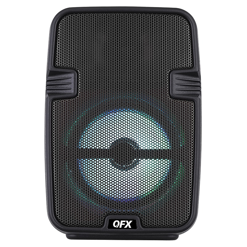 QFX True Wireless Portable Bluetooth Speaker with LED Party Lights, FM Radio & Microphone Input, Black (BT-60-BLK) image 1