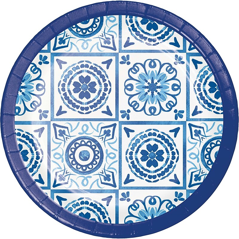 Creative Converting Blue Willow Paper Plates, Blue/White, 32/Pack (DTC365098BPLT) image 1