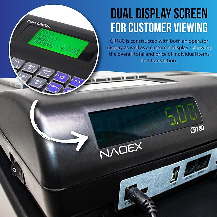 Electronic Cash Register レジスター Nadex Coins CR180 NWHNXTE1666 Cash Register, Black | Staples