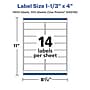 Avery Glossy White Rectangle Labels, 1-1/3" x 4", 1,400 Total~#|#~074BEF22-D43E-45E1-A14CCBEFF704A076_sc7