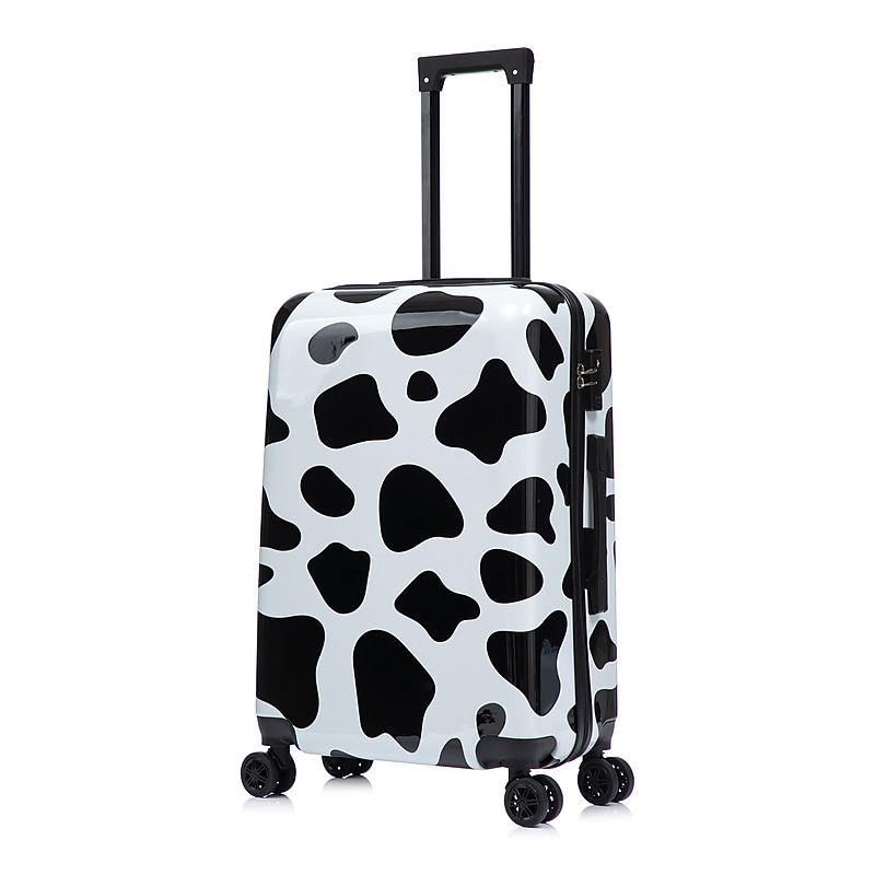 InUSA Prints 24" Hardside Suitcase, 4-Wheeled Spinner, TSA Checkpoint Friendly, Cow Animal Print (IUAPC00M-COW) image 1