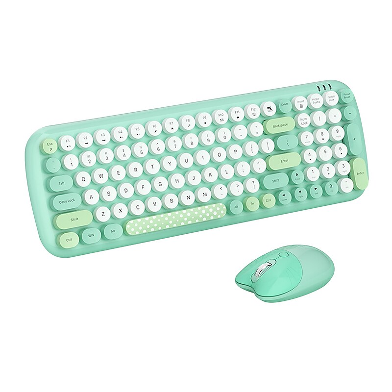 SaharaCase Wireless Ergonomic Keyboard and Laser Mouse Combo, Green (KB18) image 1