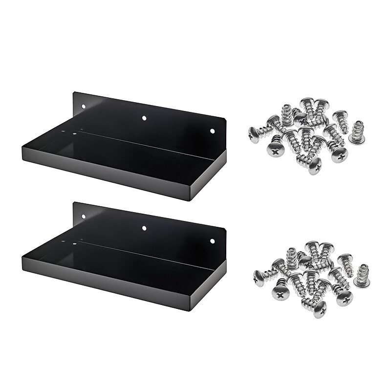 Triton Products DuraHook 12" W x 6" D Black Steel Pegboard Shelf, 2/Set (76126BK-2) image 1
