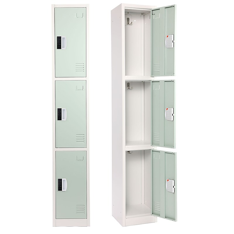 AdirOffice 72"H 3-Tier Misty Green Storage Locker (ADI629-203-MGRN-DL) image 1
