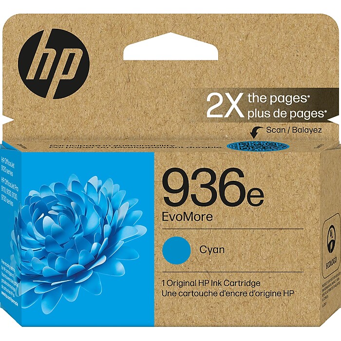 HP 936e EvoMore Cyan High Yield Ink Cartridge, Prints Up to 1,650