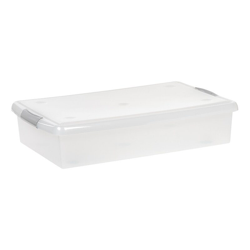 Iris 40 Quart Store and Slide Storage Container with Lid, Plastic, Gray (500229) image 1