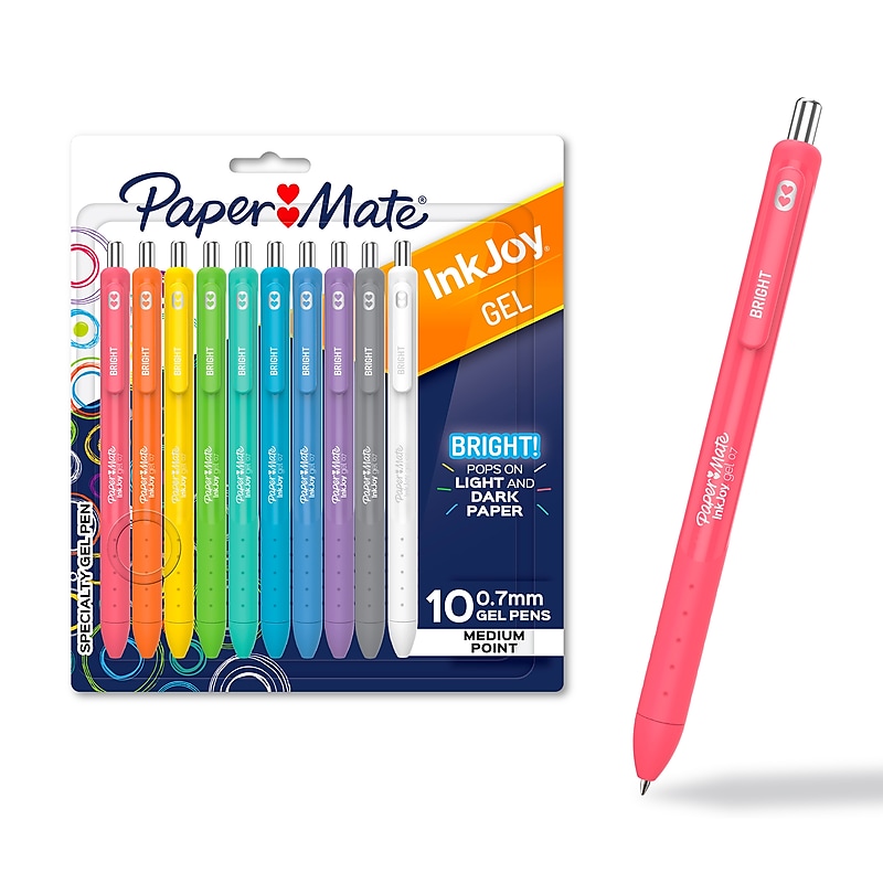 Paper Mate InkJoy Retractable Gel Pen, Medium Point, 0.7 mm, Assorted Colors, 10/Pack (2173764) image 1