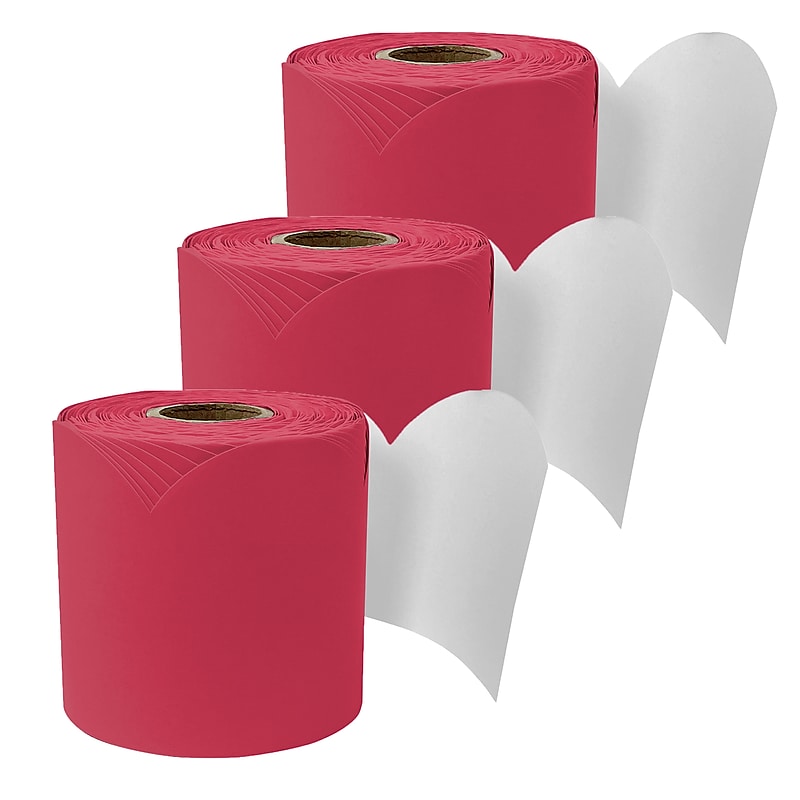 Carson Dellosa Education Rolled Scalloped Bulletin Board Border, 3" x 65', Berry Red, 3/Bundle (CD-108527-3) image 1