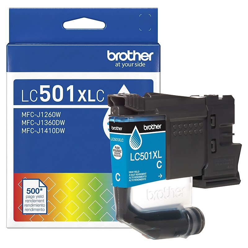 Brother LC501XL Cyan High Yield Ink Cartridge, Prints up to 500 Pages (LC501XLC) image 1