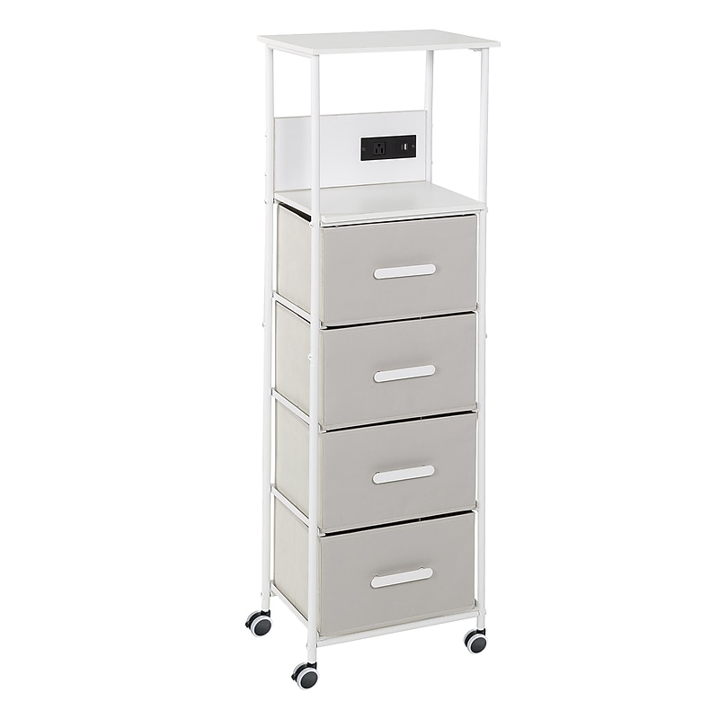 Honey-Can-Do Honey Can Do 2-Shelf Mobile Dorm Cart with Lockable Wheels, White (CRT-10000) image 1