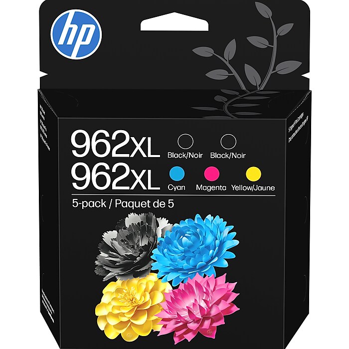 HP 962XL Black/Cyan/Magenta/Yellow High Yield Ink Cartridges, 5