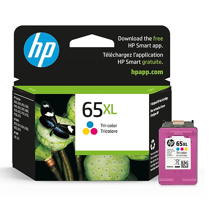 HP 65XL Tri-Color High Yield Ink Cartridge, Prints Up to 300 Pages