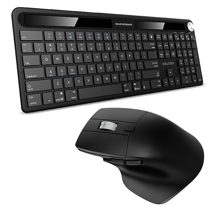Delton S90 Solar Wireless Ergonomic Keyboard & Optical Mouse Combo