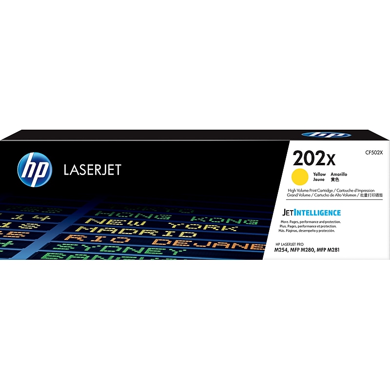 HP 202X Yellow High Yield Toner Cartridge, Prints Up to 2,500 pages (CF502X) image 1