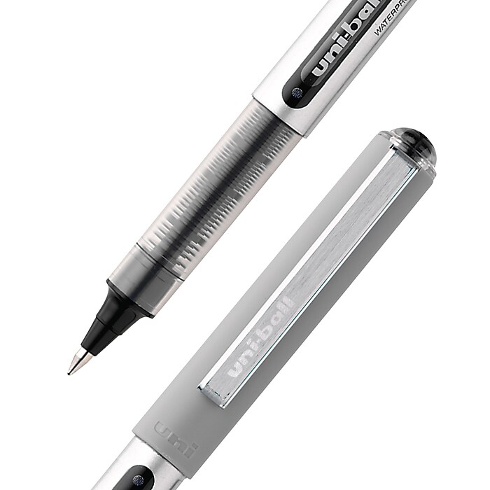 Gullor Vision Stick Fine Point Rollerball pennen, 0,5 mm vloeibare inkt sneldrogende pennen voor schrijven, zwarte inkt - pak van 24 stuks