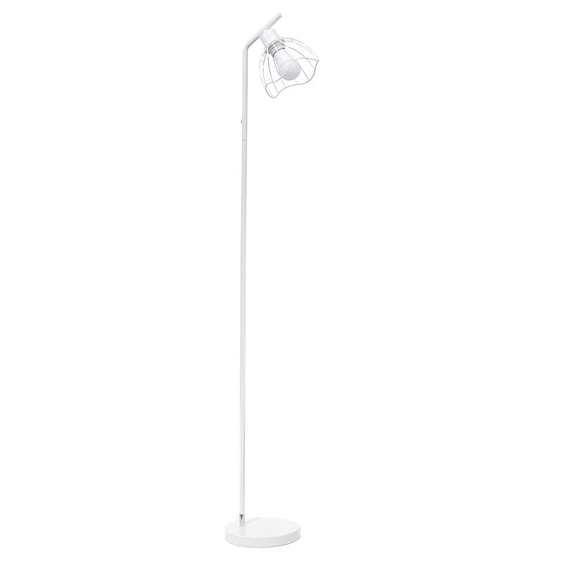 Simple Designs Sleek Essentials 54.5" Metal Floor Lamp with Wire Cage Shade, White (LF1050-WHT) image 1