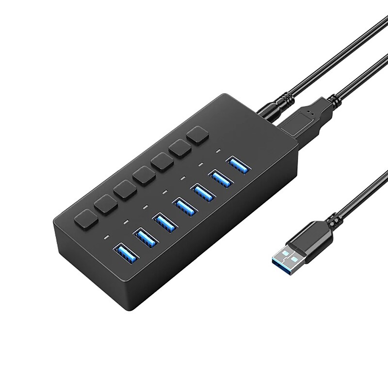 4XEM 7-Port USB 3.0 Power Switch Data Transfer Hub, Gray (4XH707) image 1