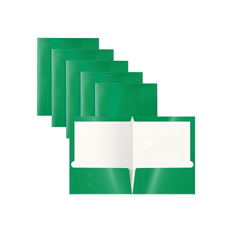 Better Office Glossy 2-Pocket Portfolio Folder, Green, 25/Pack (80188-25PK) image 1