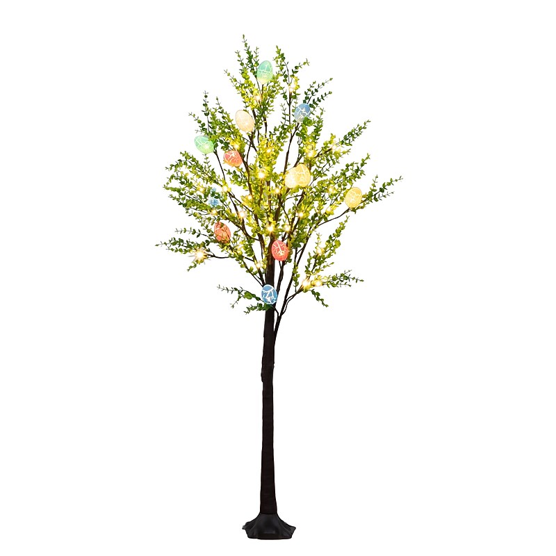 Nearly Natural 3-ft Pre-Lit Artificial Easter Egg Twig Tree with Greens and 48 Warm White LED Lights (T5465) image 1