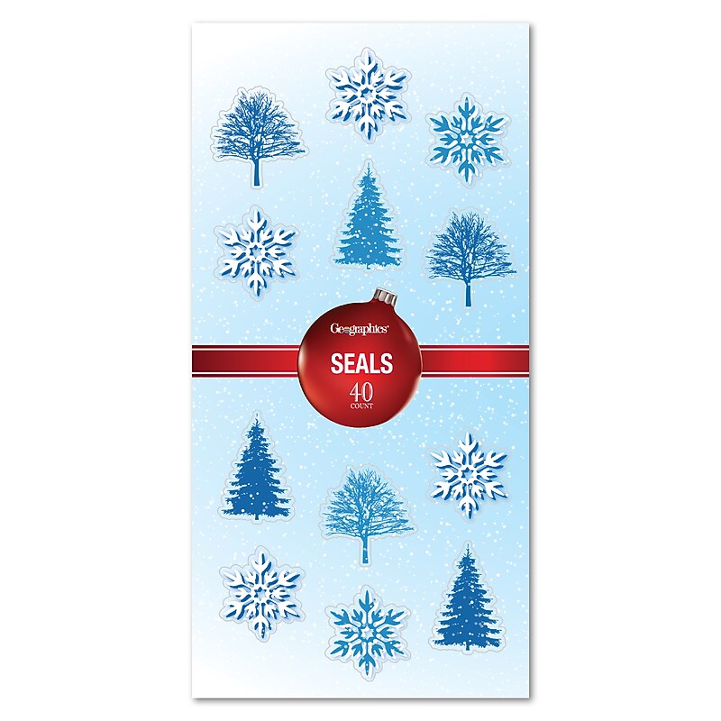 Geographics Winter Trees Holiday Seals, Multicolored, 40/Pack (50064) image 1