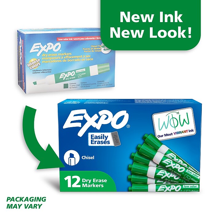 Expo Tank Dry Erase Markers, Chisel Tip, Green, 12/Pack (80004