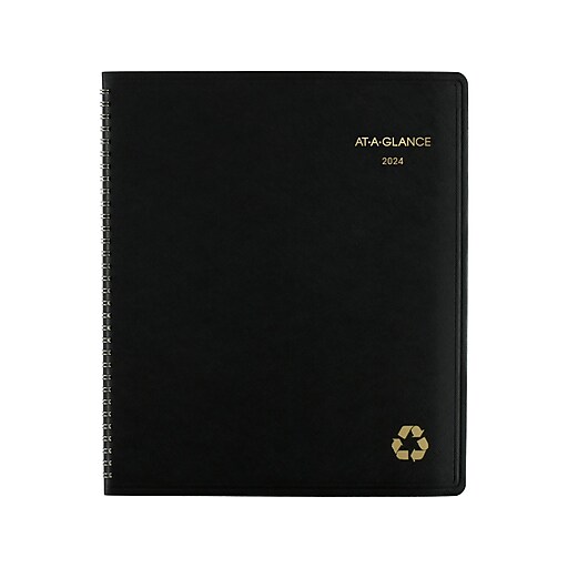 2024 ATAGLANCE Recycled 9" x 11" Monthly Planner, Black (70260G05