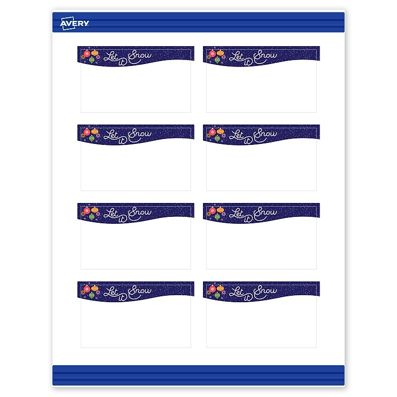 Avery Silver-Snowflakes Matte Blank Card, White, 80/Pack (S00-FJV) image 1