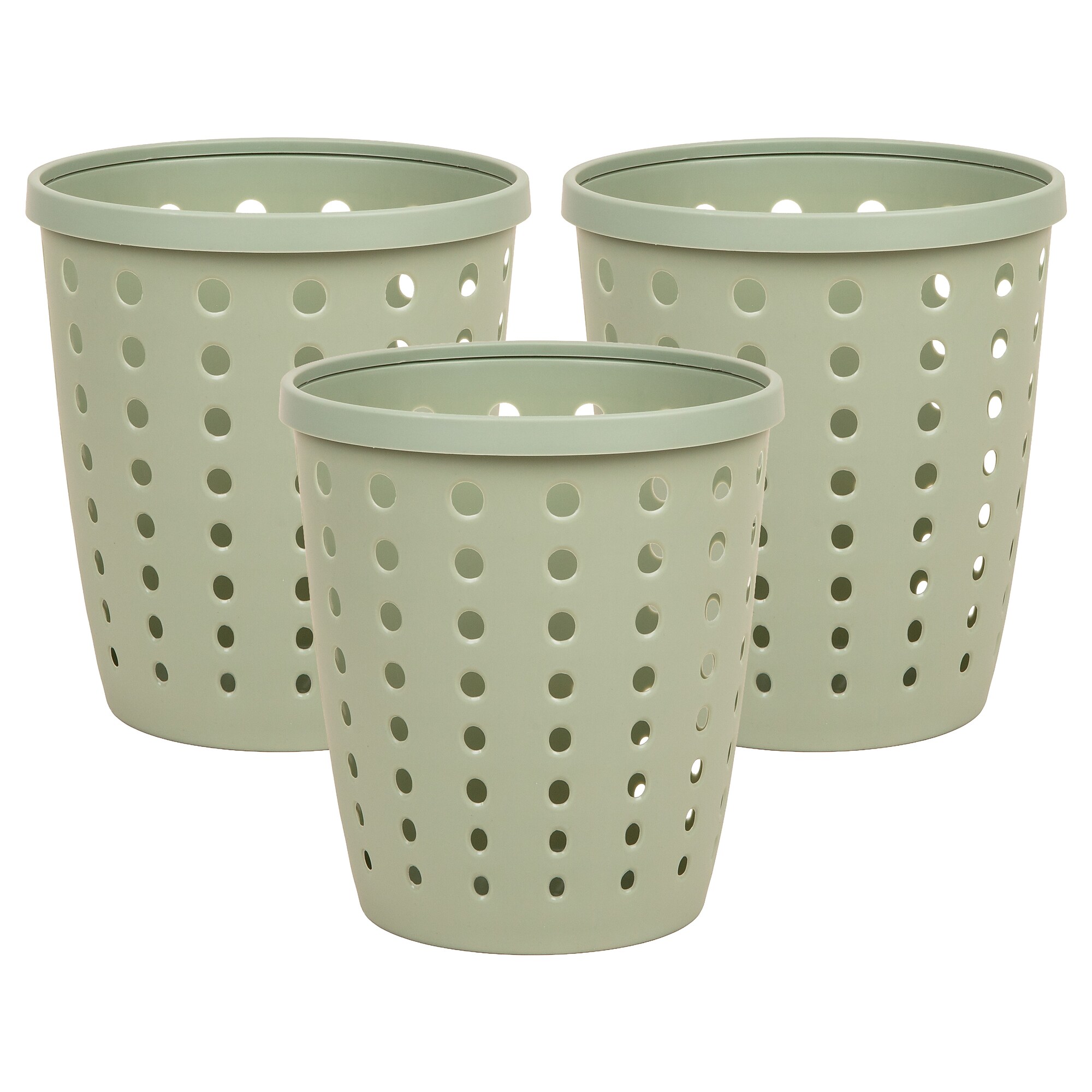 Staples Plastic Trash Can, 2.8 Gallon, Sage Green, 3/Pack (ST63900) Sansujyuku sansujyuku.com