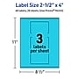 Avery Printable Rectangle Multipurpose Labels, 2.5" x 4", Bright Blue, 60/Pack (94245)~#|#~07D1EAD9-8D8A-4D42-97F6F651828F5389_sc7